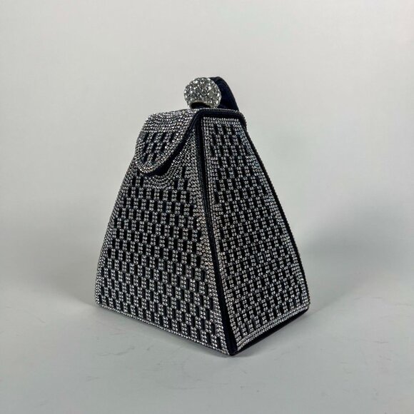 Verano Hill Crystal Pyramid Handbag – Black Rhinestone Purse - Picture 1 of 4